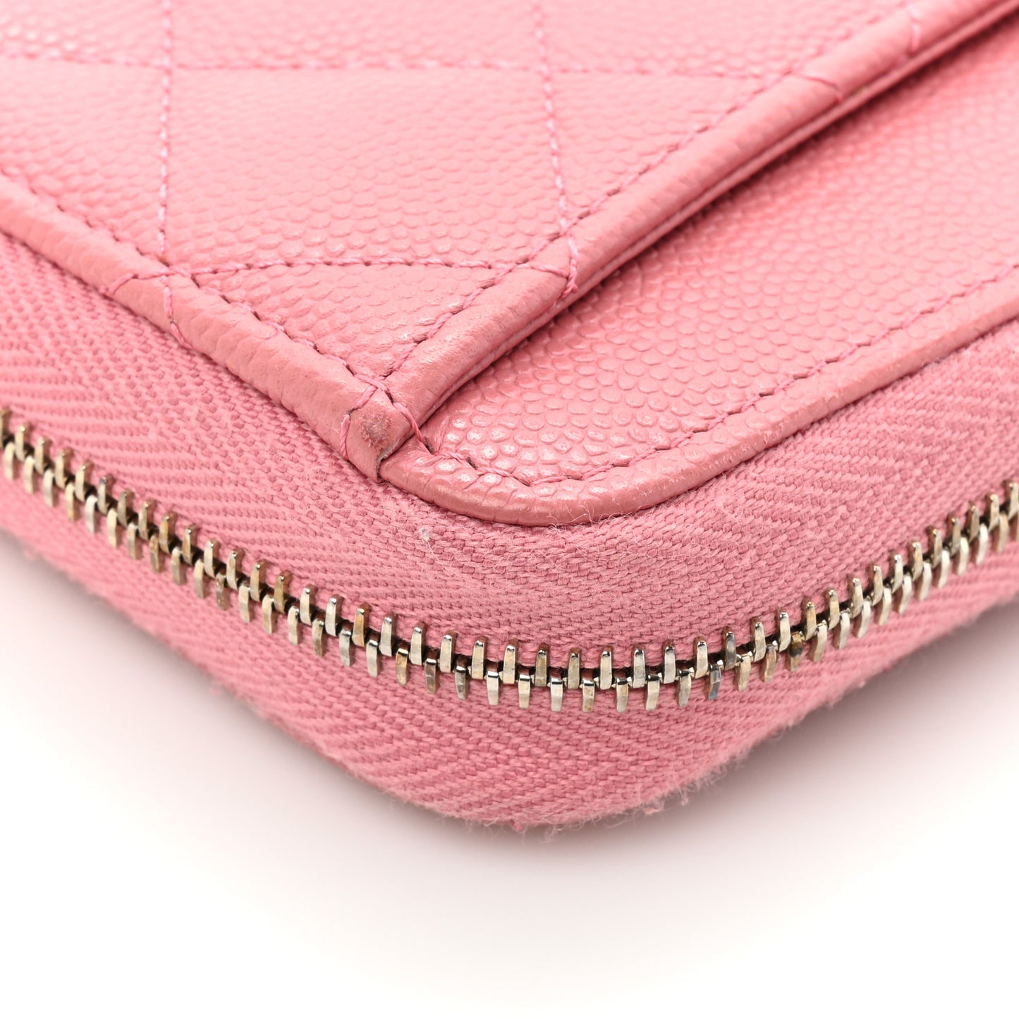 Caviar Quilted Large Gusset Zip Around Wallet Pink
