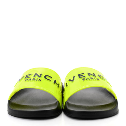 Givenchy Rubber Logo Womens Pool Slide Sandals 37 Fluo Yellow 2 of 9