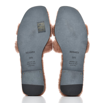 Hermes Woolskin Oran Sandals 36.5 Rose Aube 5 of 8