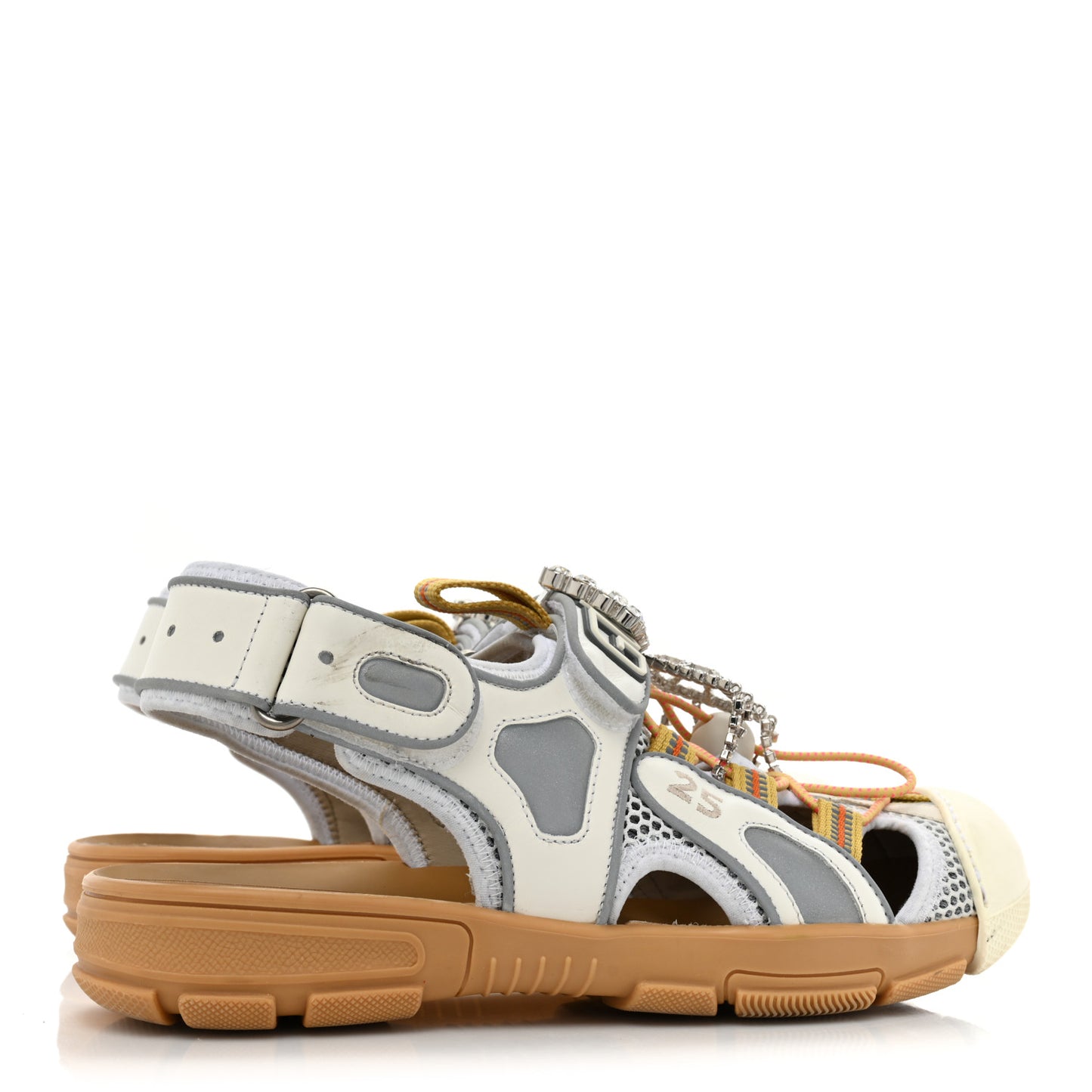 Mesh Fabric Tinsel Sport Sandals 39 White Silver