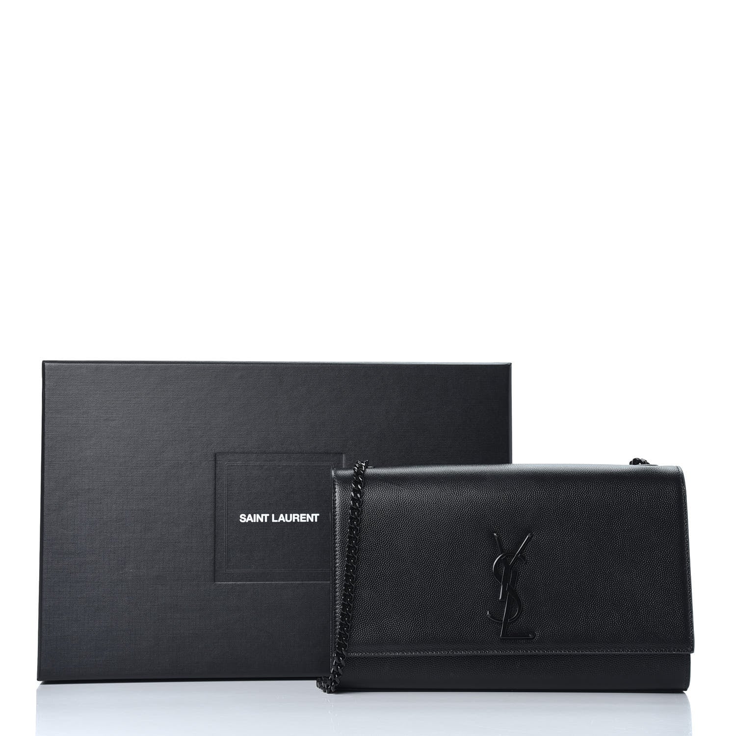 Saint Laurent Grain De Poudre Medium Classic Monogram Kate Satchel Black 9 of 9