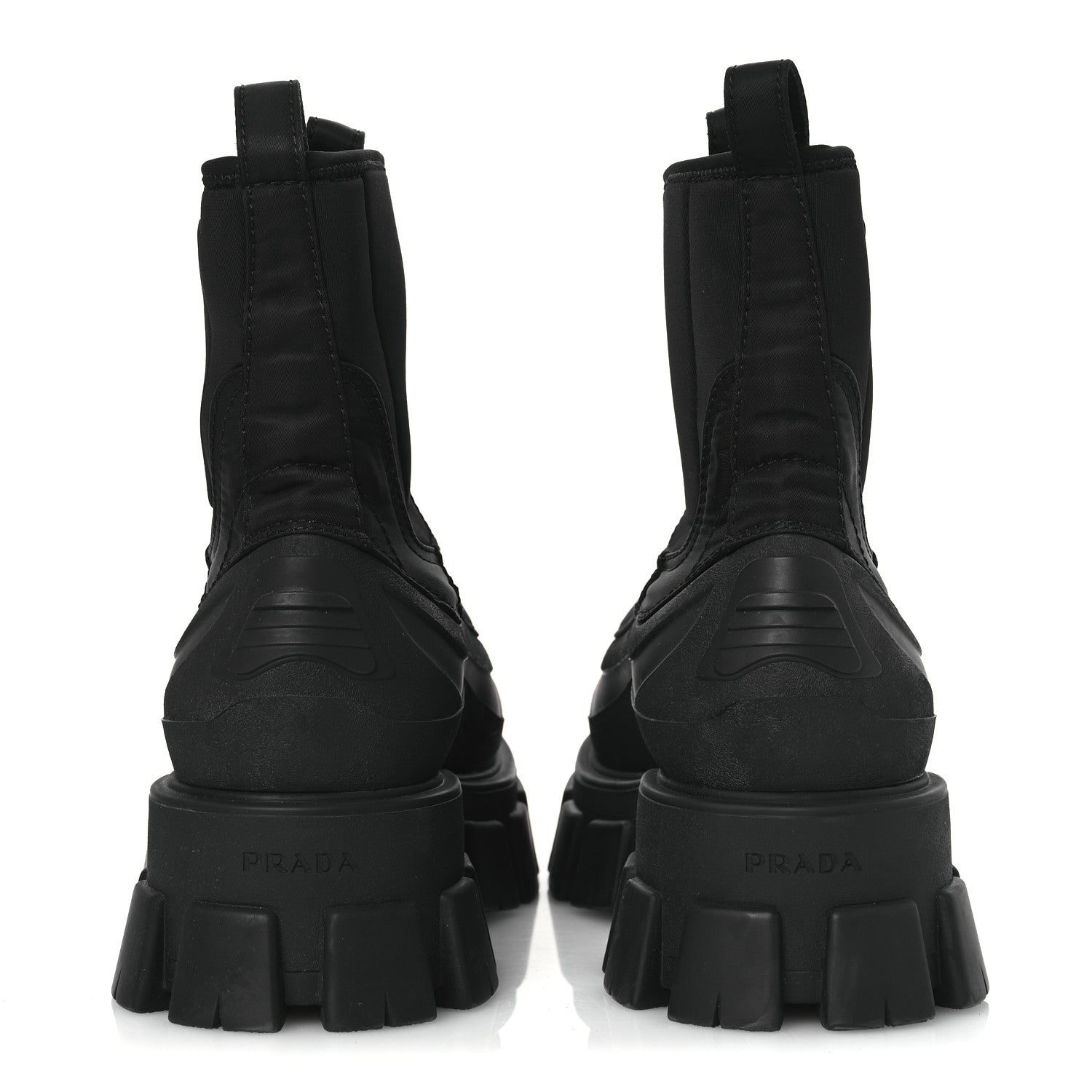 Prada Re-Nylon Gabardine Rubber Triangle Logo Womens Monolith 55mm Ankle Boots 38 Black 6 of 11