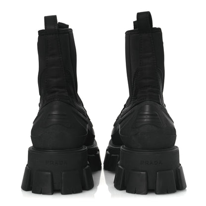 Prada Re-Nylon Gabardine Rubber Triangle Logo Womens Monolith 55mm Ankle Boots 38 Black 6 of 11