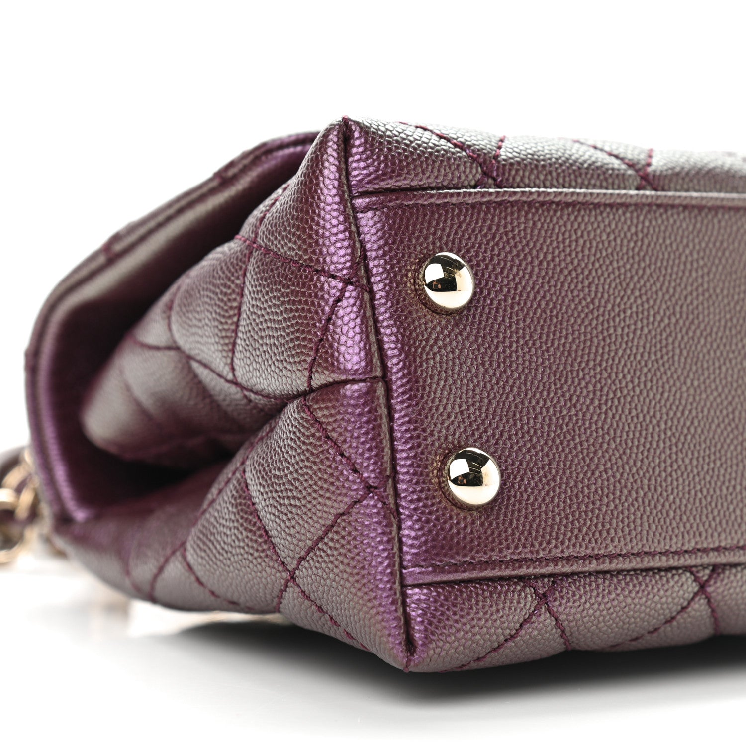 Chanel Iridescent Caviar Quilted Extra Mini Coco Handle Flap Purple 9 of 10