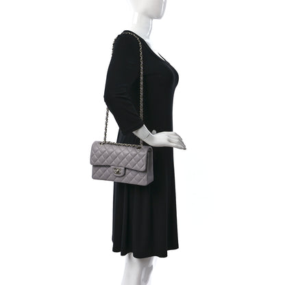 Chanel Lambskin Quilted Small Double Flap Light Grey 2 of 10