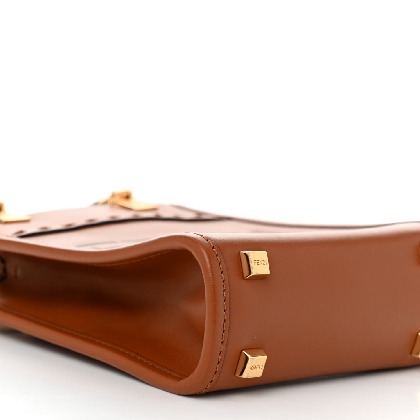 Vitello King Plexiglass Logo Embossed Mini Fendi Sunshine Shopper Tote Cuoio