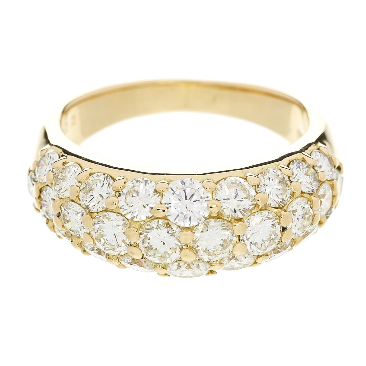 Parker & West by FASHIONPHILE 18K Yellow Gold Diamond 2.22ctw Three Row Dome Band Ring  50 5.5 7 of 10