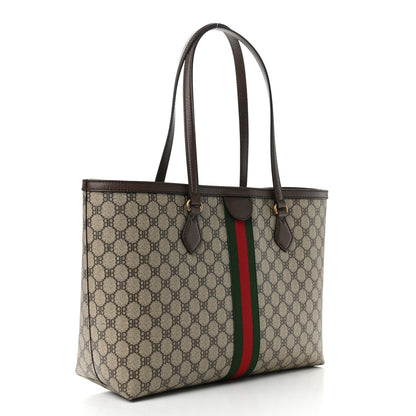 Gucci X BALENCIAGA BB Supreme Monogram Web Graffiti Medium Ophidia Shopping Tote Beige New Acero 3 of 9