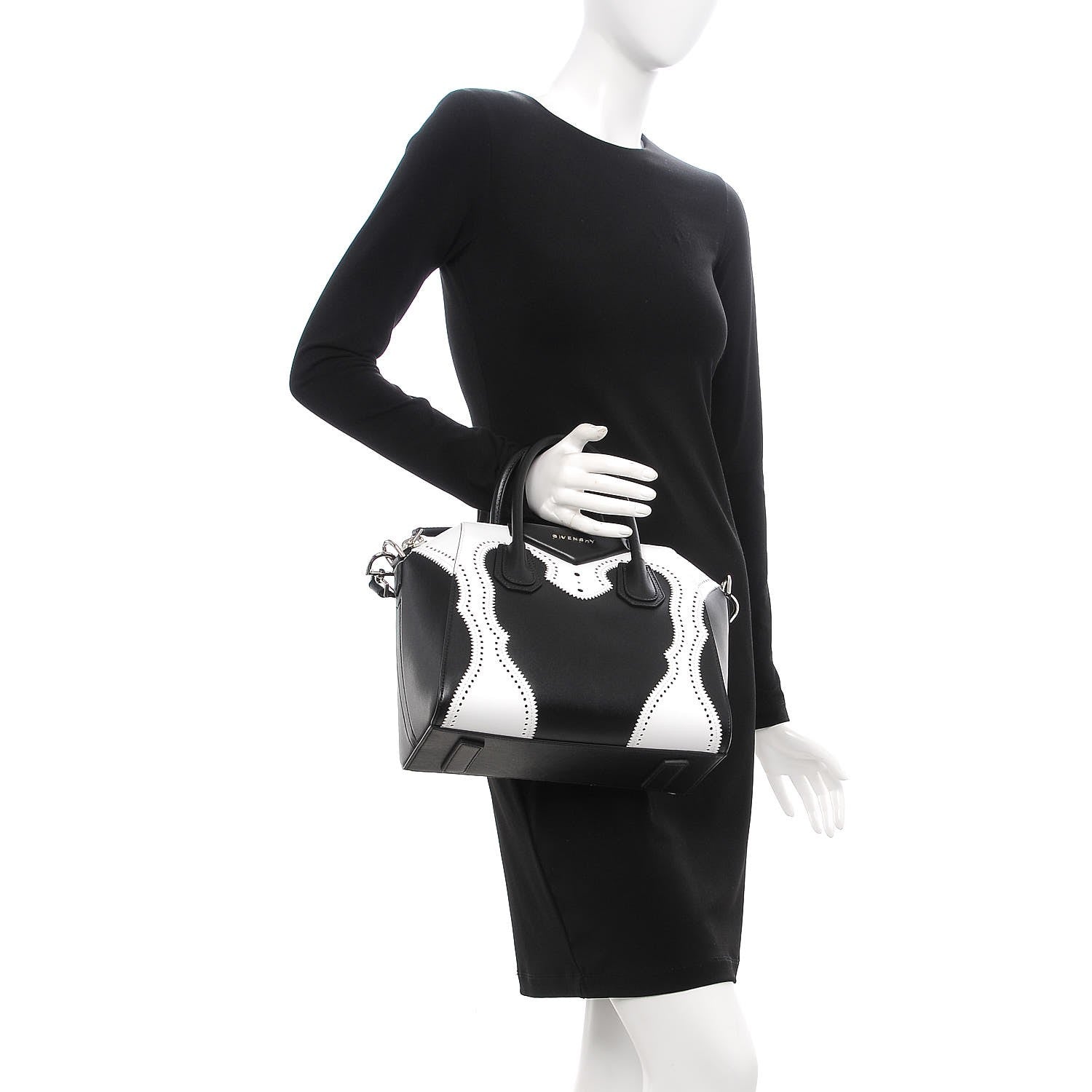 Givenchy Calfskin Brogue Small Antigona Black White 3 of 8