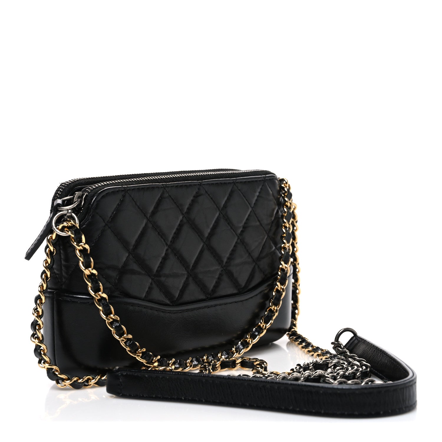 Chanel Aged Calfskin Quilted Small Gabrielle Clutch With Chain Black 3 of 11