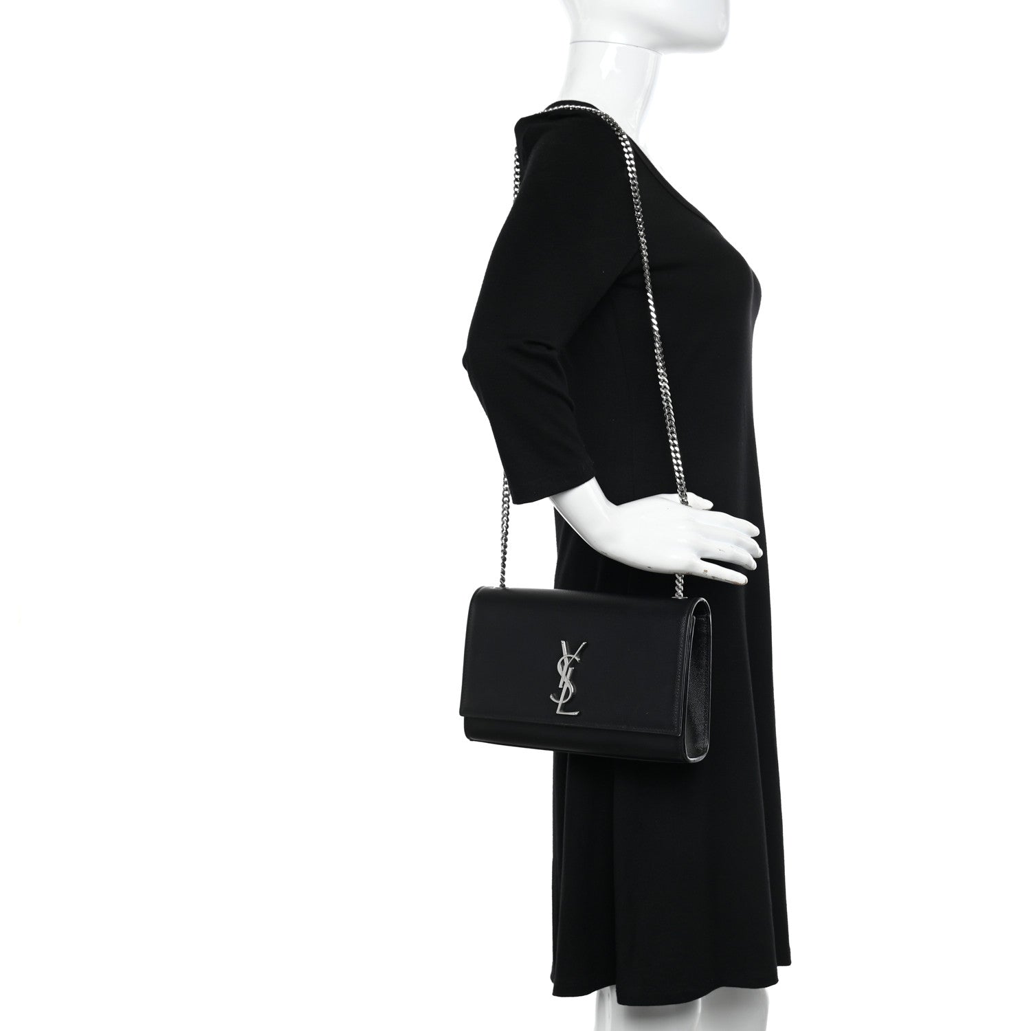 Saint Laurent Grain De Poudre Medium Classic Monogram Kate Satchel Black 2 of 14