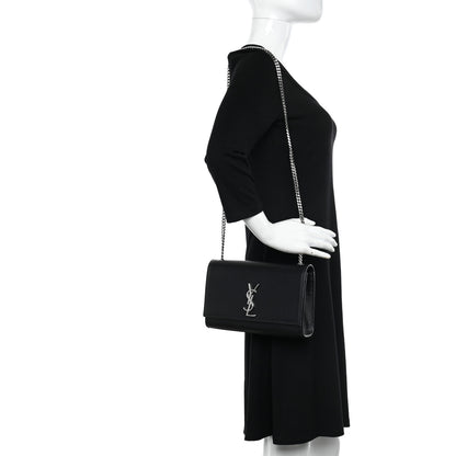 Saint Laurent Grain De Poudre Medium Classic Monogram Kate Satchel Black 2 of 14