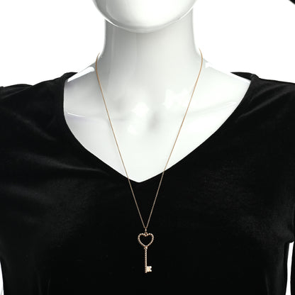 Tiffany 18K Rose Gold Twist Heart Key Pendant Necklace 2 of 5