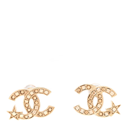 Chanel Crystal CC Starfall Earrings Gold 1 of 5