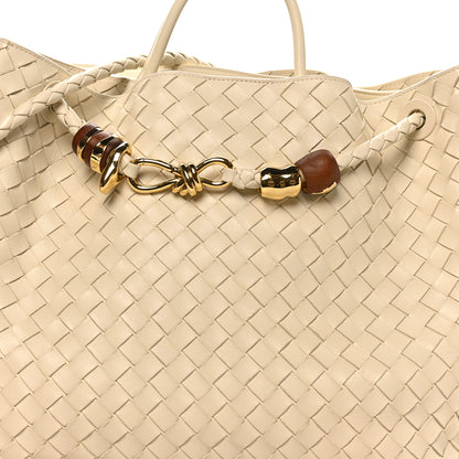 Bottega Veneta Nappa Intrecciato Wood Large Andiamo Shoulder Bag Sea Salt 6 of 9