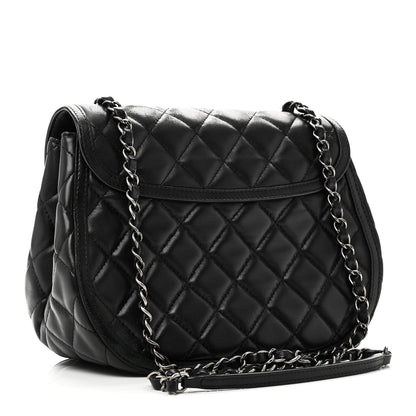 Chanel Lambskin Quilted Saddle Bag Black 3 of 10
