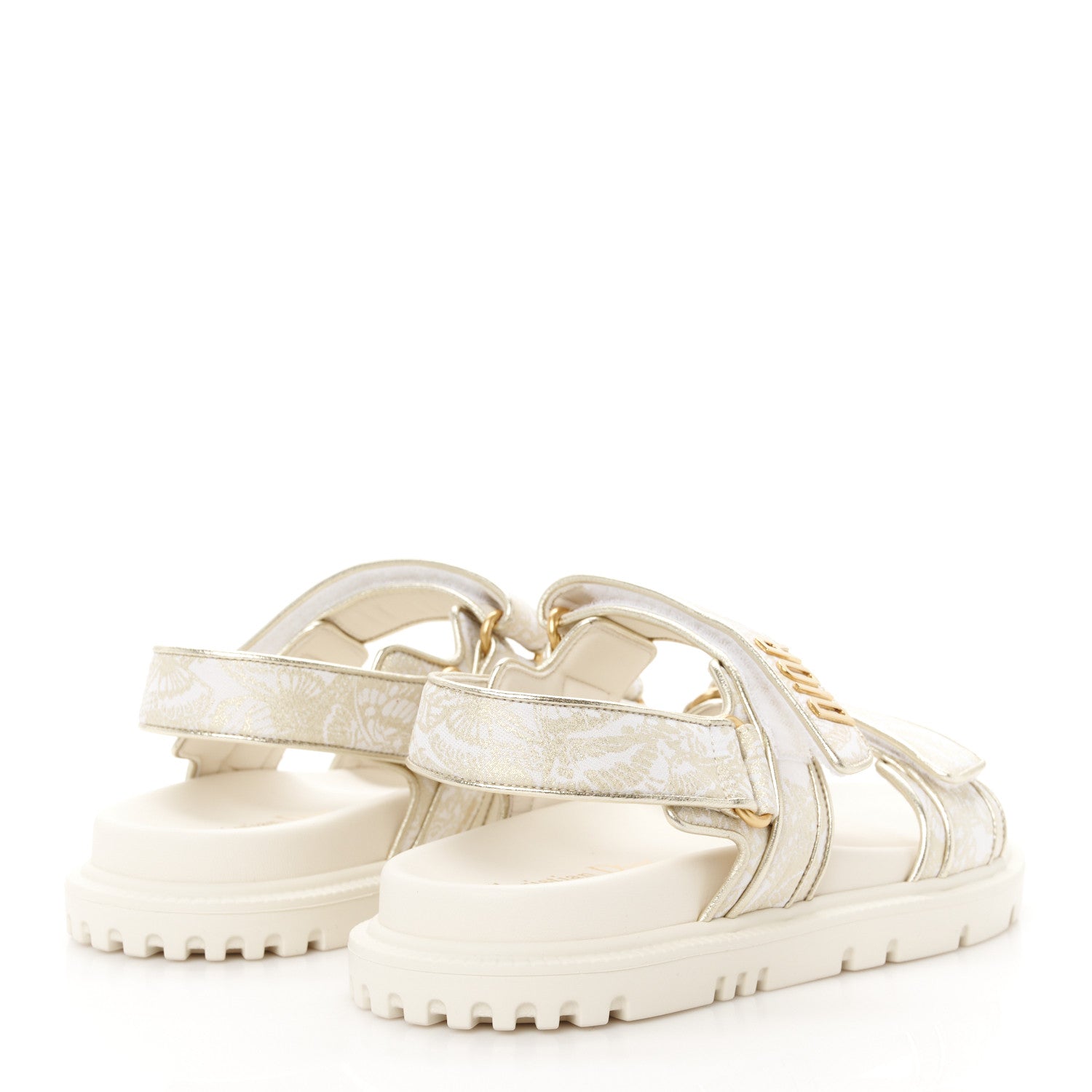 Christian Dior Technical Fabric Jacquard Dioract Sandals 36 White Gold 5 of 9