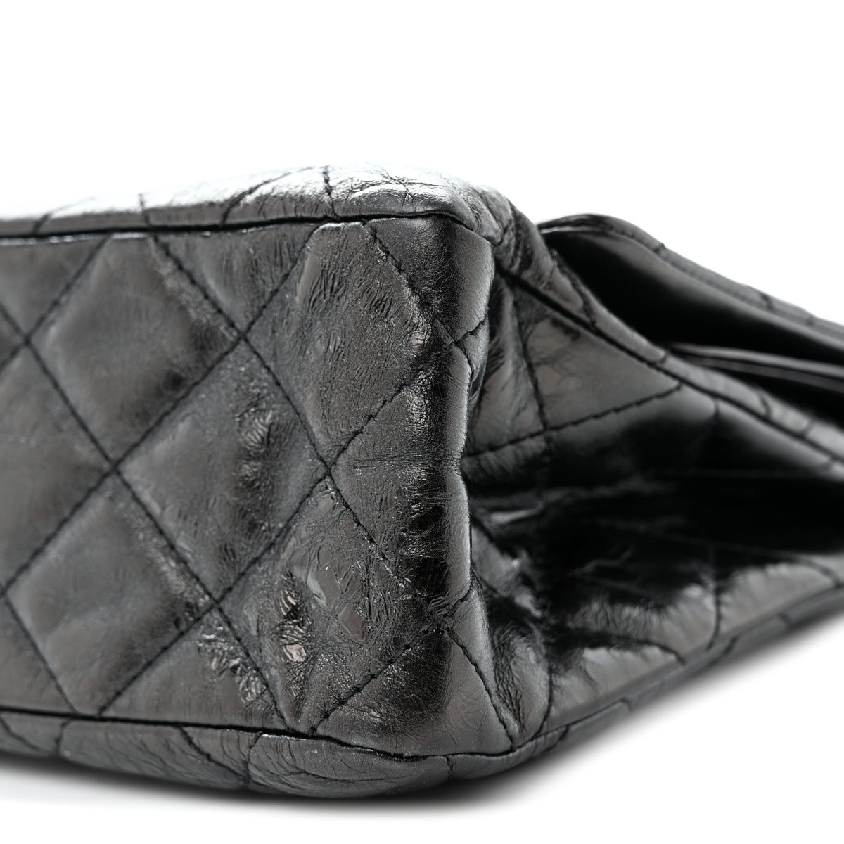 Metallic Aged Calfskin Quilted 2.55 Reissue 228 Flap Black