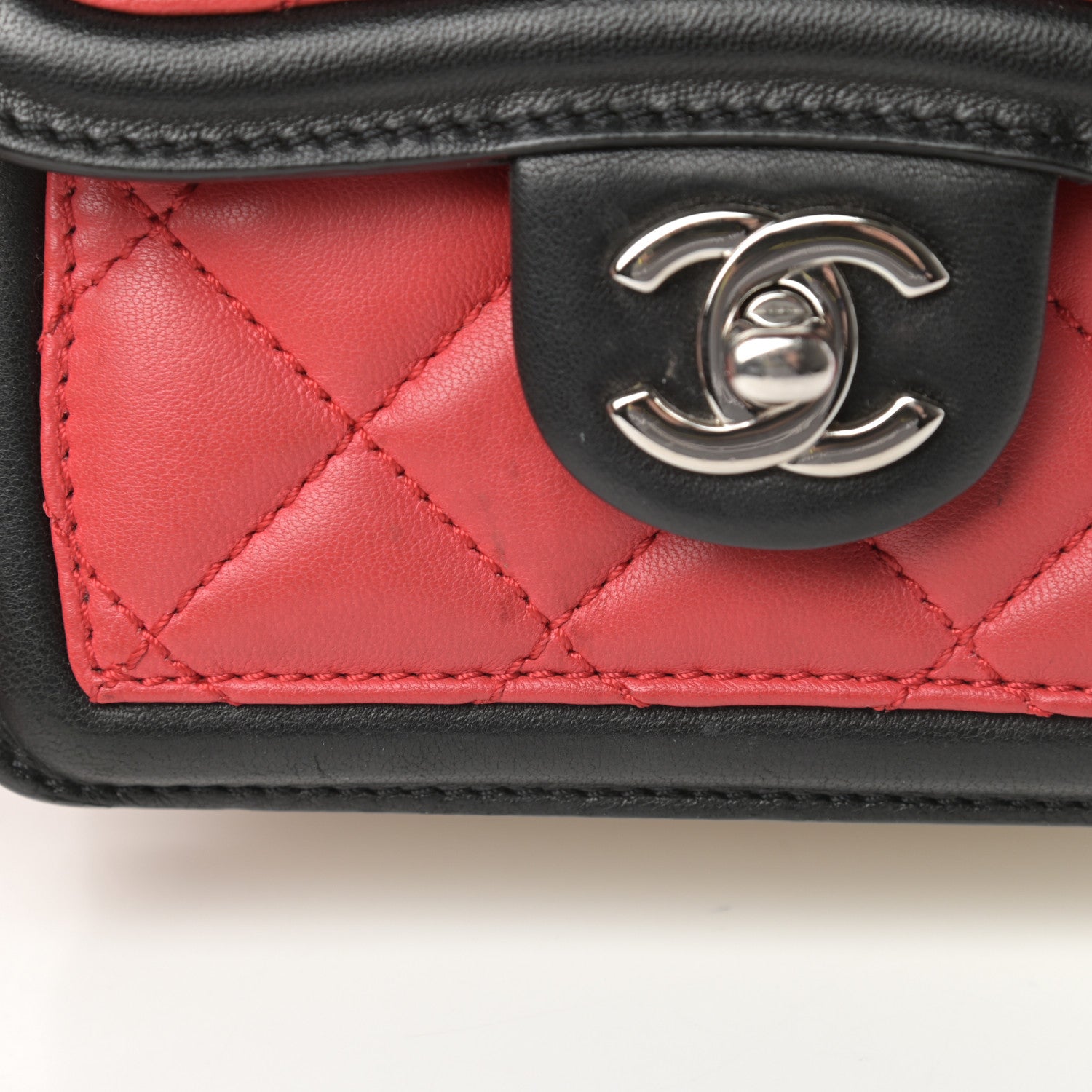 Chanel Lambskin Quilted Mini Graphic Flap Bag Red Black White 16 of 16