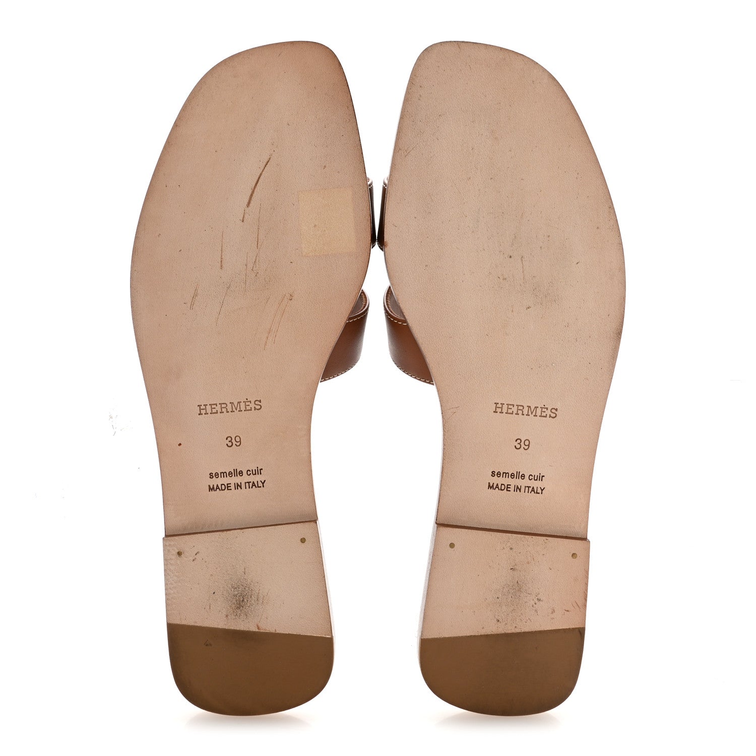 Hermes Box Calfskin Oran Sandals 39 Gold 6 of 9
