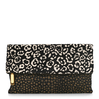 Fendi Calf Hair Stingray Leopard Print Chameleon Foldover Clutch Multicolor 1 of 10
