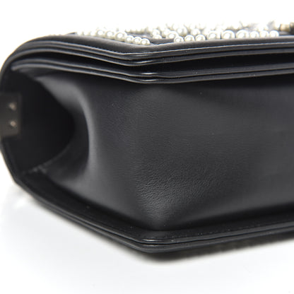 Chanel Calfskin Pearl Chevron Medium Boy Flap Black 9 of 13