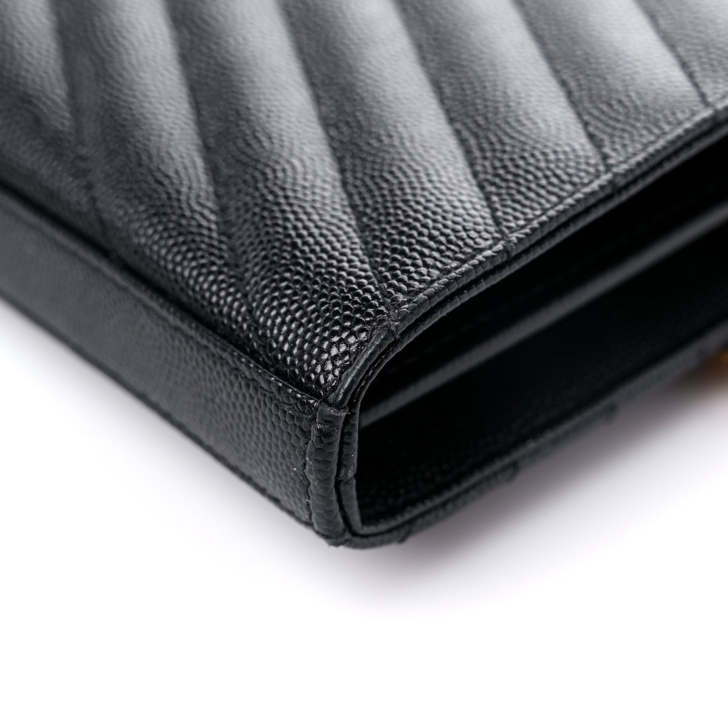 Grain De Poudre Matelasse Chevron Monogram Chain Wallet Black