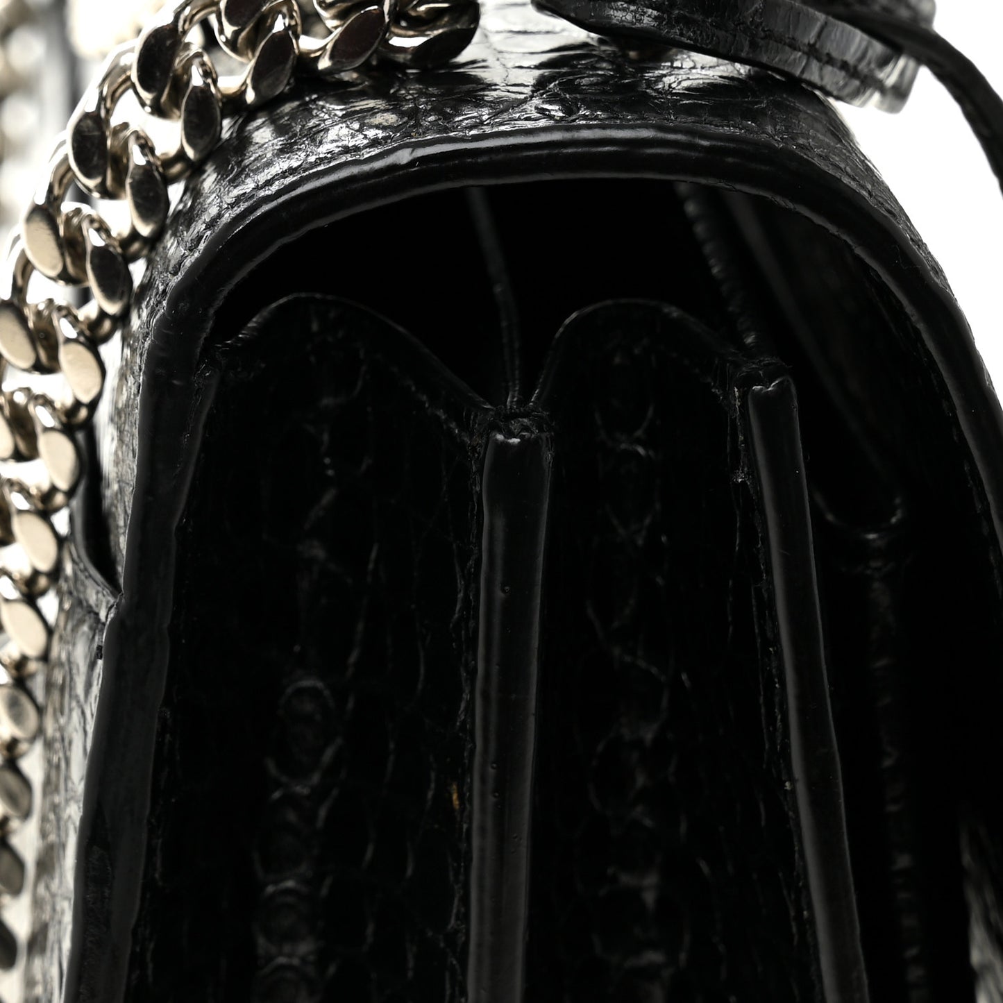 Calfskin Crocodile Embossed Medium Monogram Sunset Black