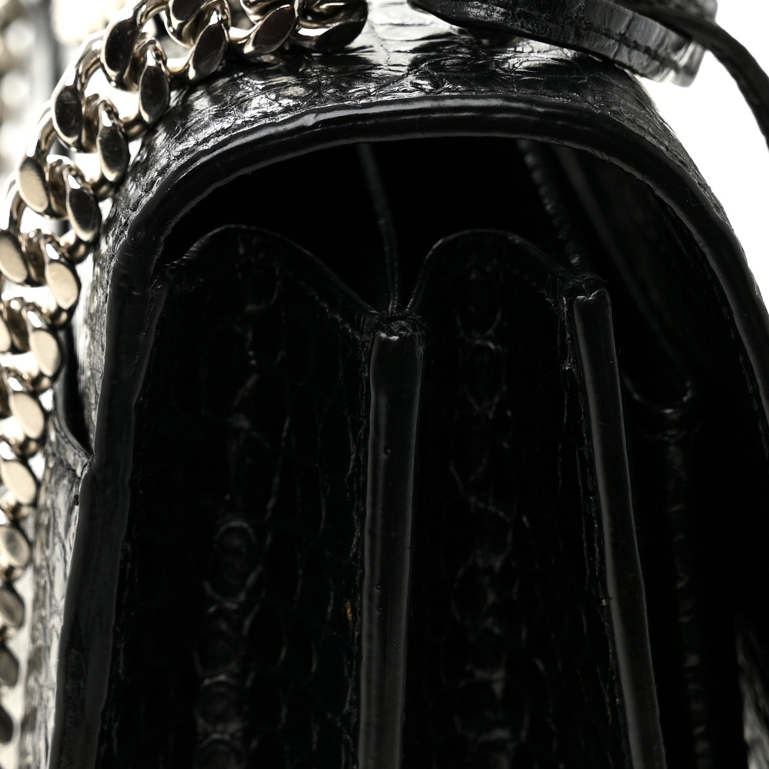 Saint Laurent Calfskin Crocodile Embossed Medium Monogram Sunset Black 9 of 10