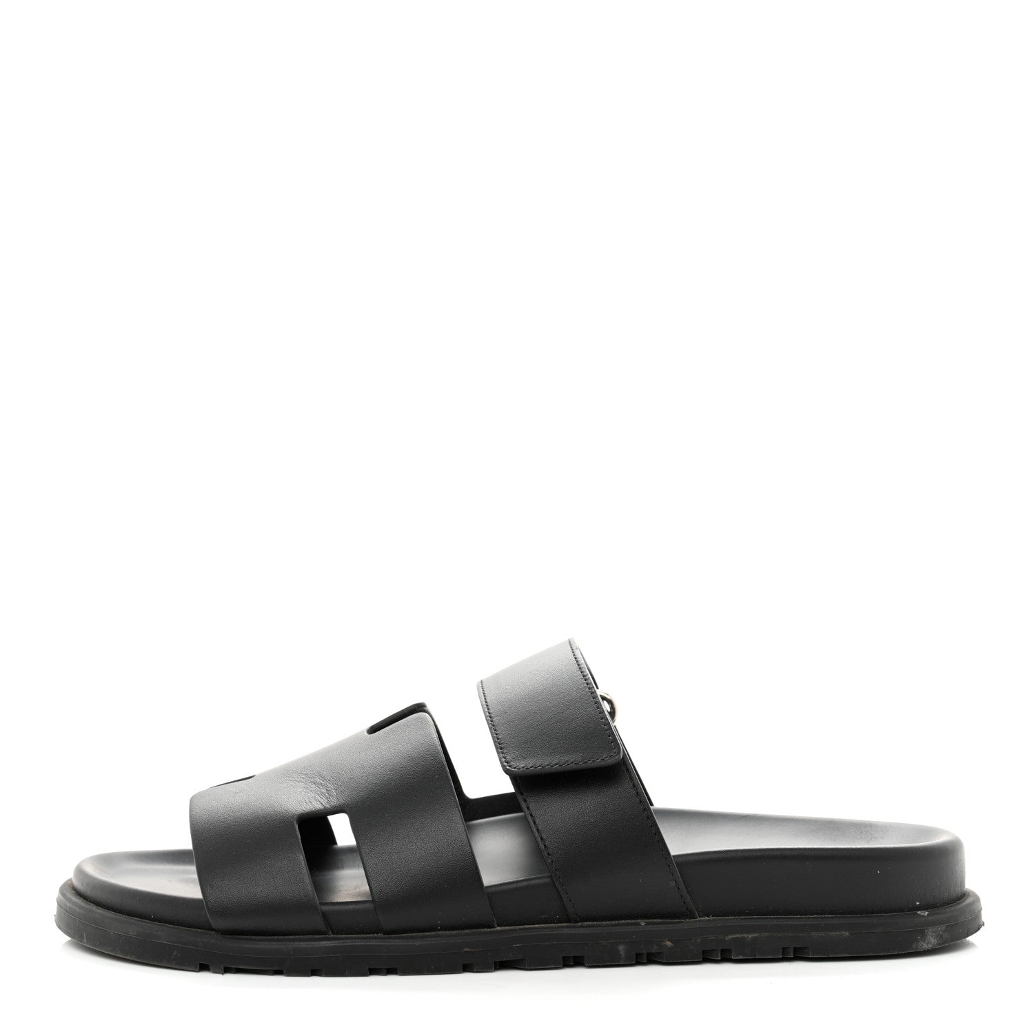 Hermes Calfskin Mens Chypre Sandals 42 Black 1 of 12