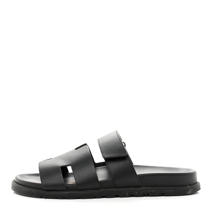 Hermes Calfskin Mens Chypre Sandals 42 Black 1 of 12