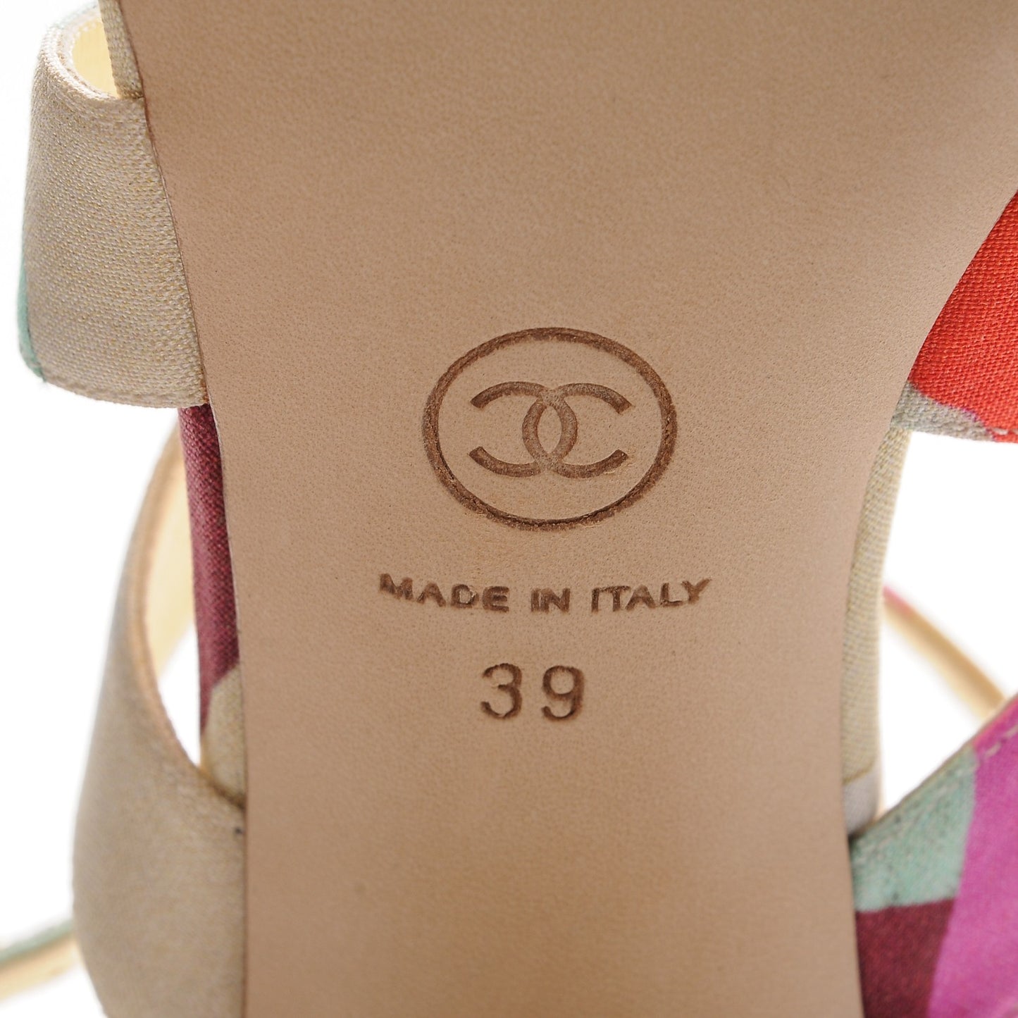 Fabric Camellia Embossed Sandals 39 Multicolor