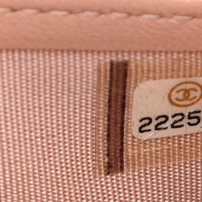 Chanel Iridescent Glazed Calfskin Quilted Boy Zip Around Wallet Light Pink 8 of 10