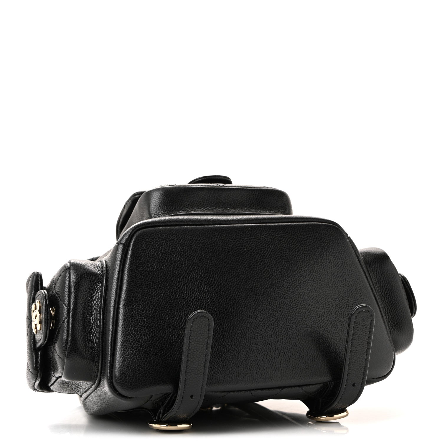 Chanel Shiny Caviar Quilted Small Duma Pockets Drawstring Backpack Black 4 of 12