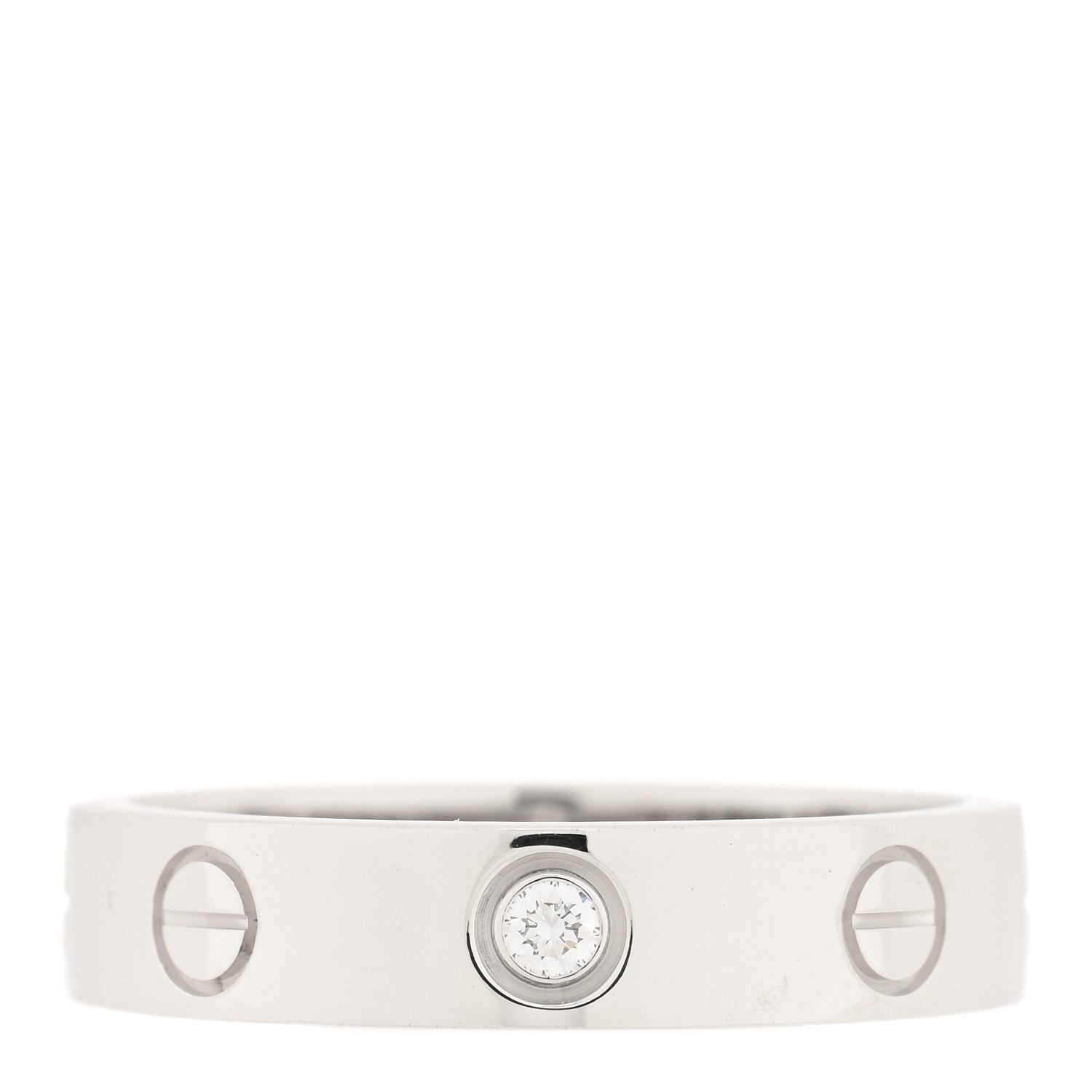 Cartier 18K White Gold Diamond 4mm LOVE Wedding Band Ring 51 5.75 1 of 5