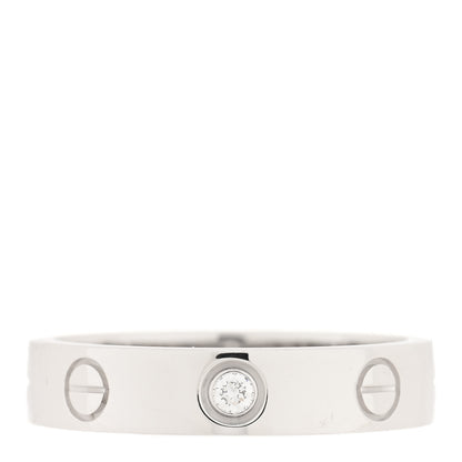Cartier 18K White Gold Diamond 4mm LOVE Wedding Band Ring 51 5.75 1 of 5