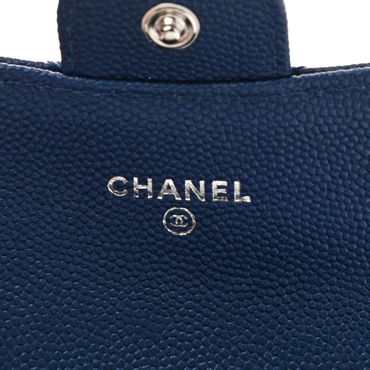 Chanel Caviar Chevron Quilted Flap Card Holder Dark Blue 7 of 8