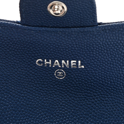 Chanel Caviar Chevron Quilted Flap Card Holder Dark Blue 7 of 8