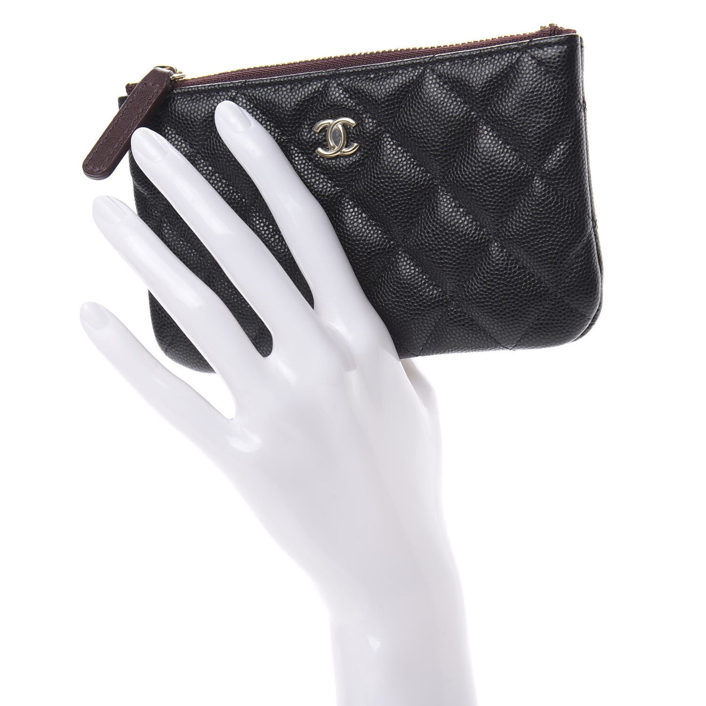 Caviar Quilted Small Cosmetic Case Black