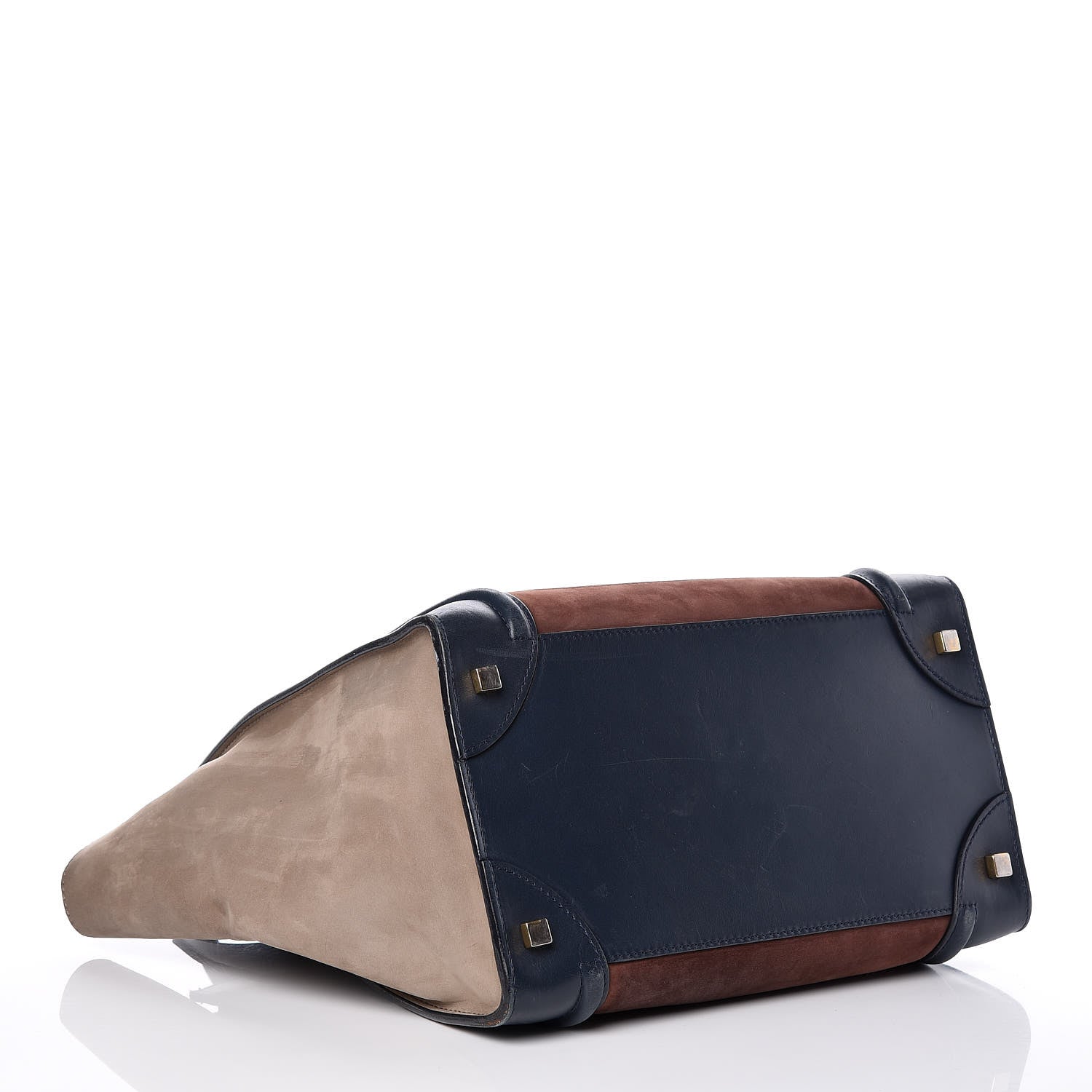 Celine Nubuck Smooth Calfskin Mini Tri-Color Luggage Marron 4 of 30
