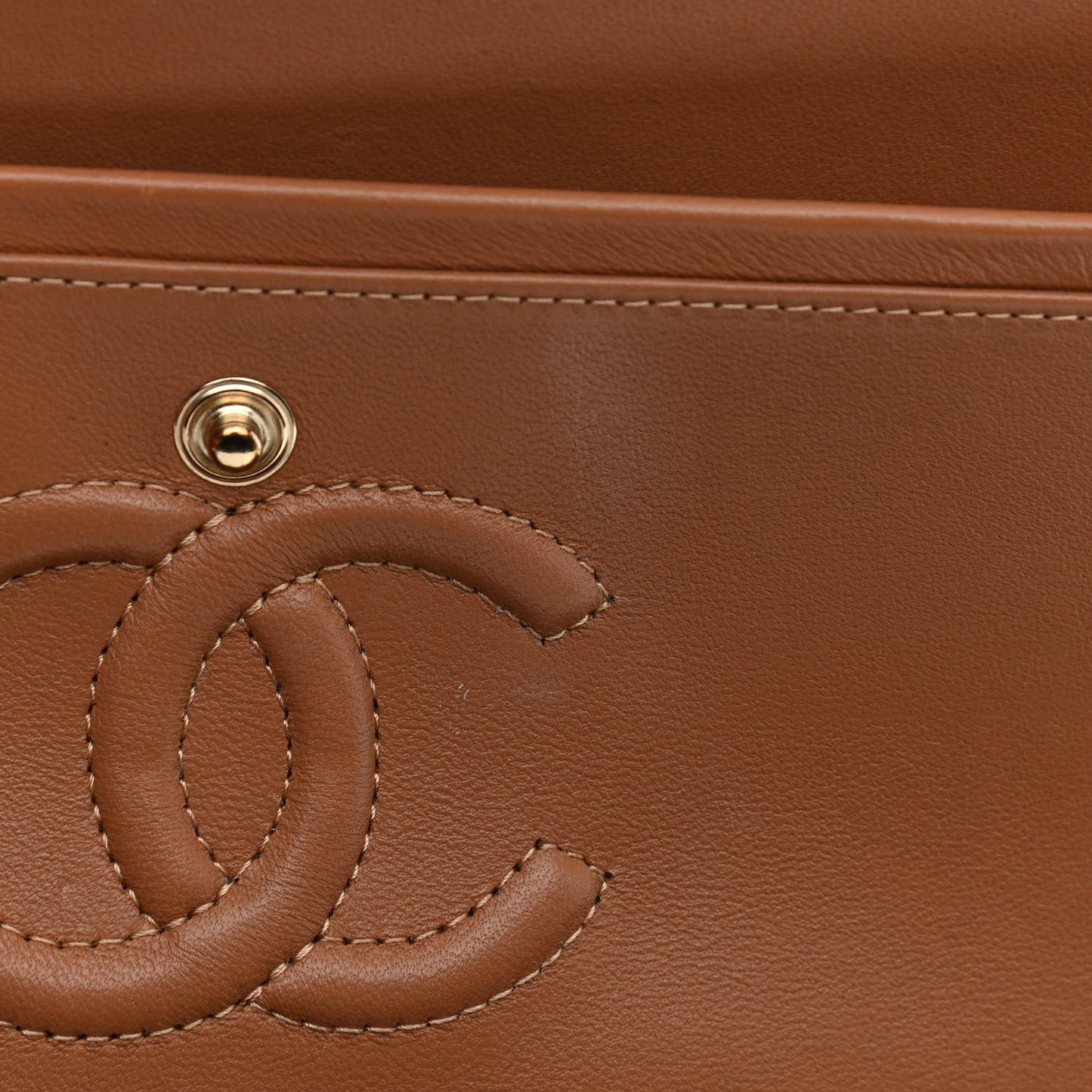 Lambskin Quilted Small Double Flap Brown