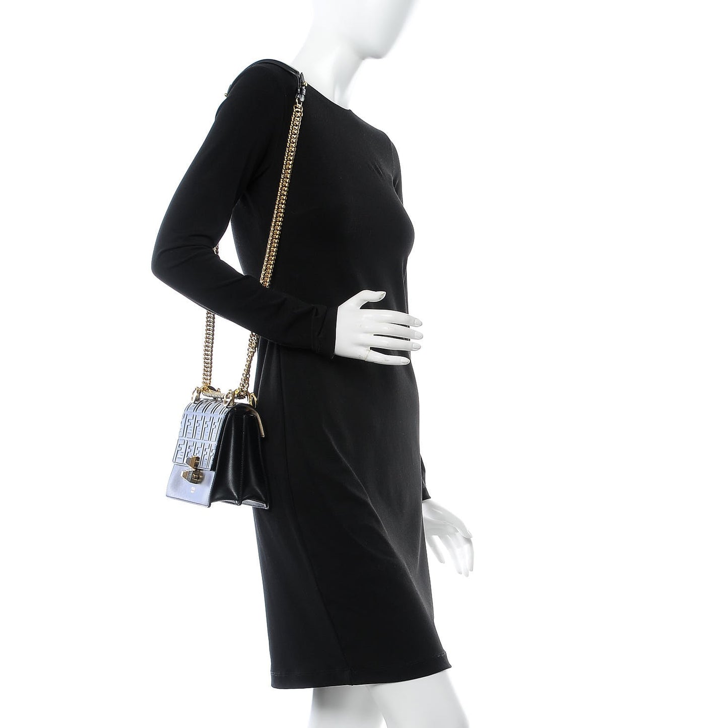 Vitello Liberty FF 1974 Embossed Small Kan I Shoulder Bag Black