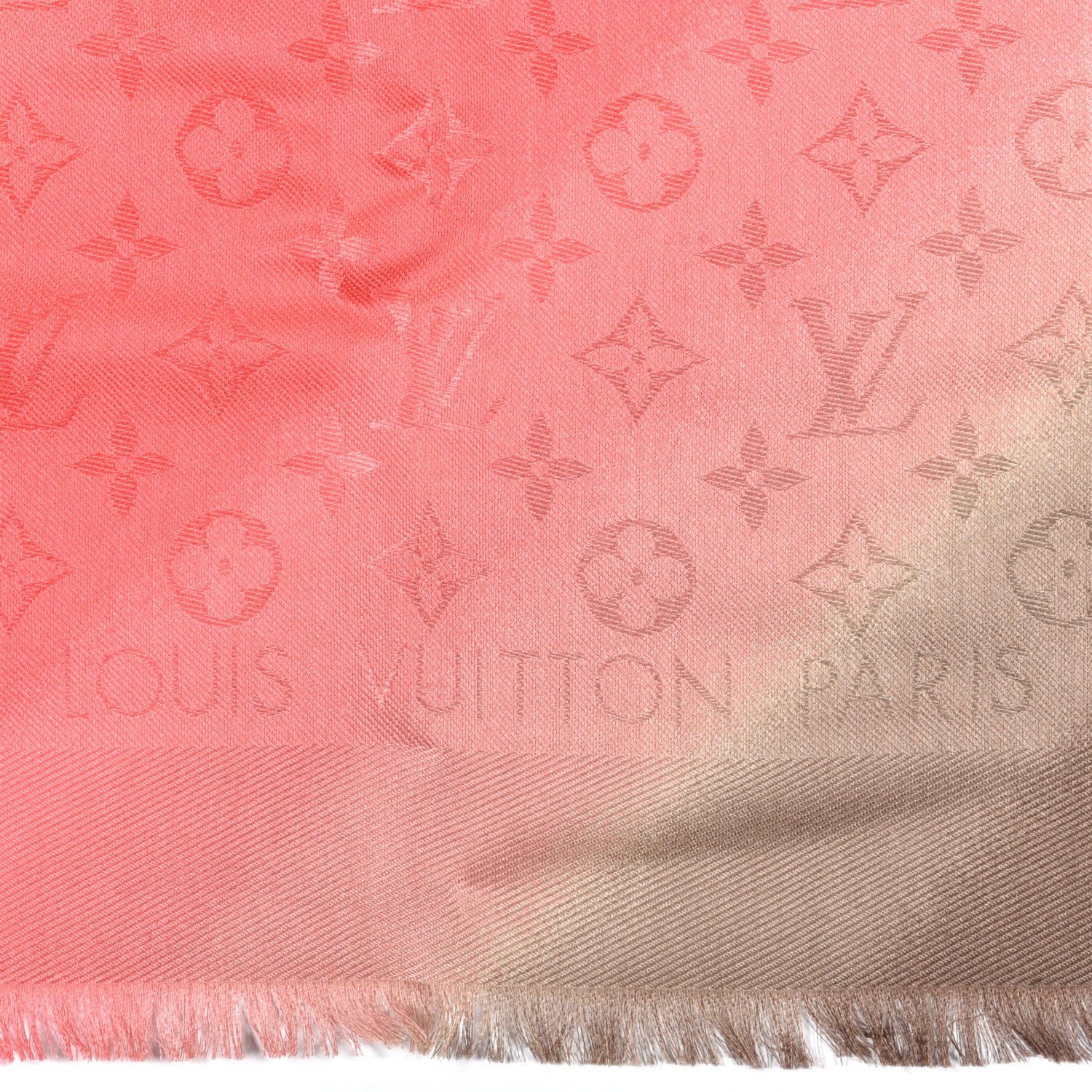 Louis Vuitton Silk Wool Monogram Tie Dye Shawl Rose 2 of 4