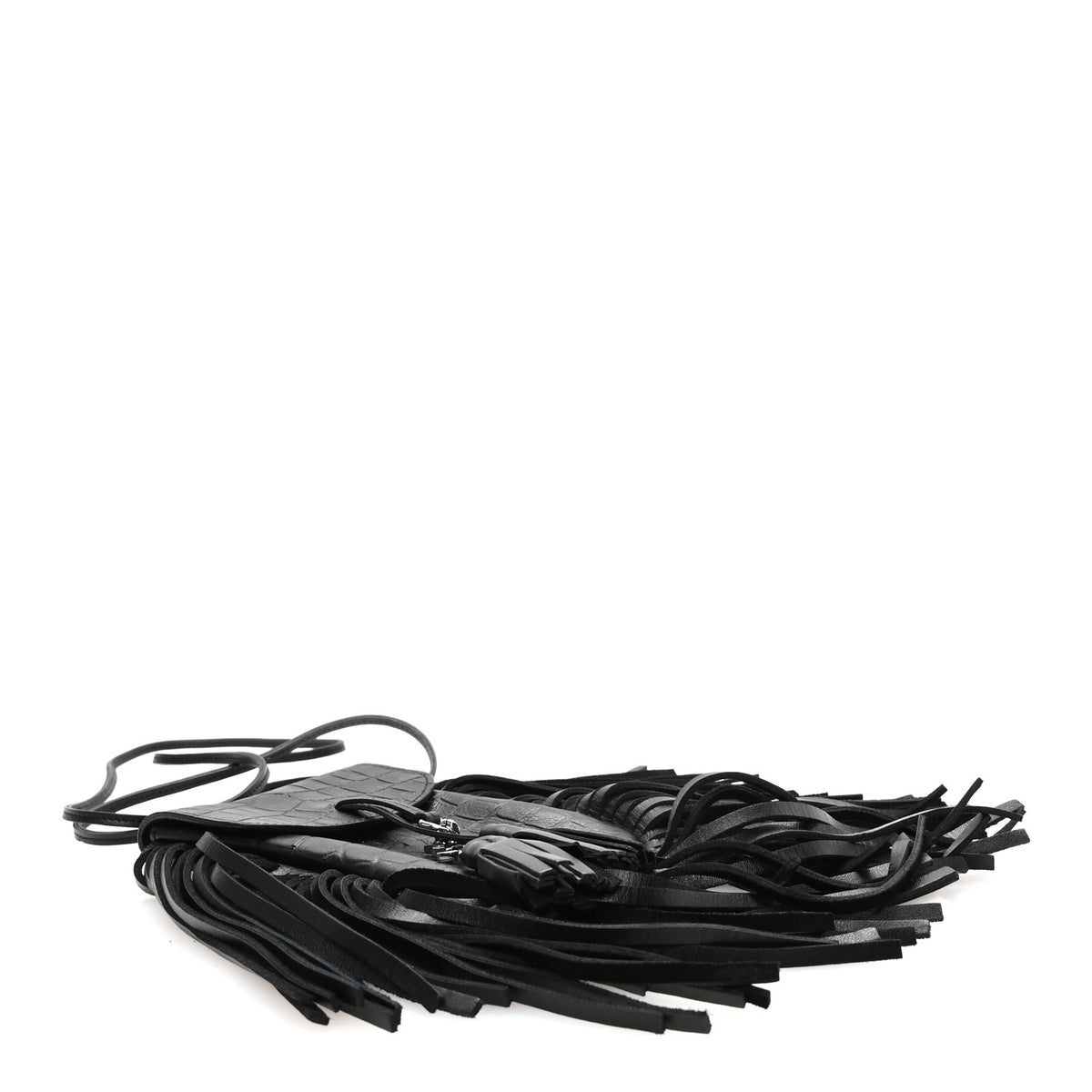 Saint Laurent Suede Fringe Toy Monogram Anita Crossbody Bag Black 4 of 11