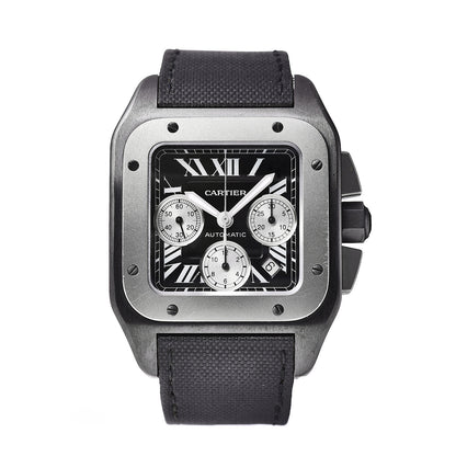 Cartier ADLC Titanium Nylon 41mm Santos 100 Chronograph Automatic Watch Black 1 of 6