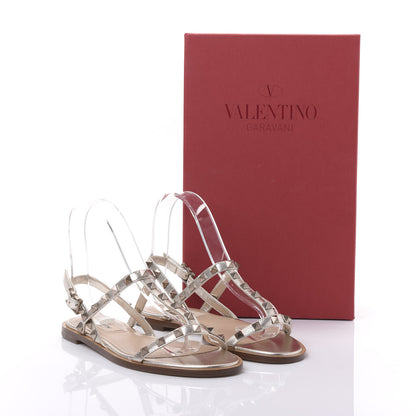 Valentino Garavani Metallic Nappa Rockstud T-Strap Slingback Flat Sandals 36.5 Skin 8 of 8