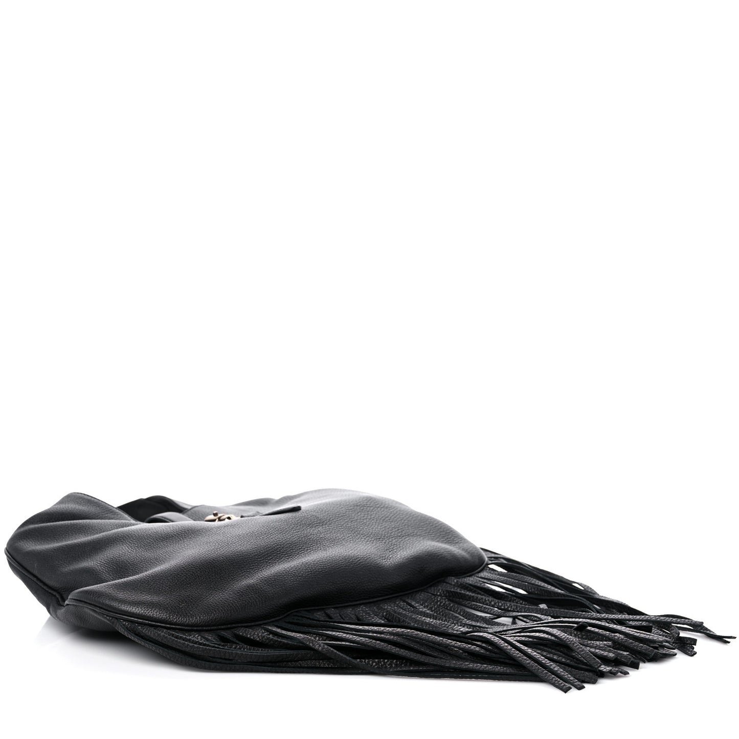 Calfskin Large New Jackie Nouveau Fringe Hobo Black