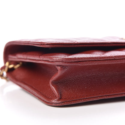 Chanel Metallic Caviar Quilted Wallet On Chain WOC Red 11 of 13