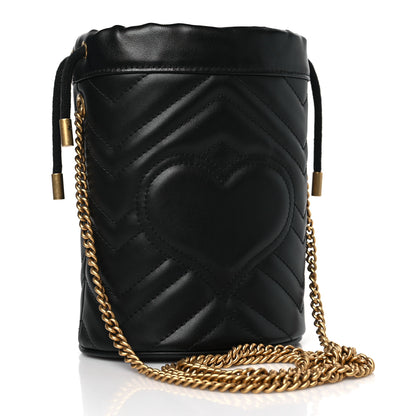 Gucci Calfskin Matelasse Mini GG Marmont 2.0 Bucket Bag Black 3 of 9