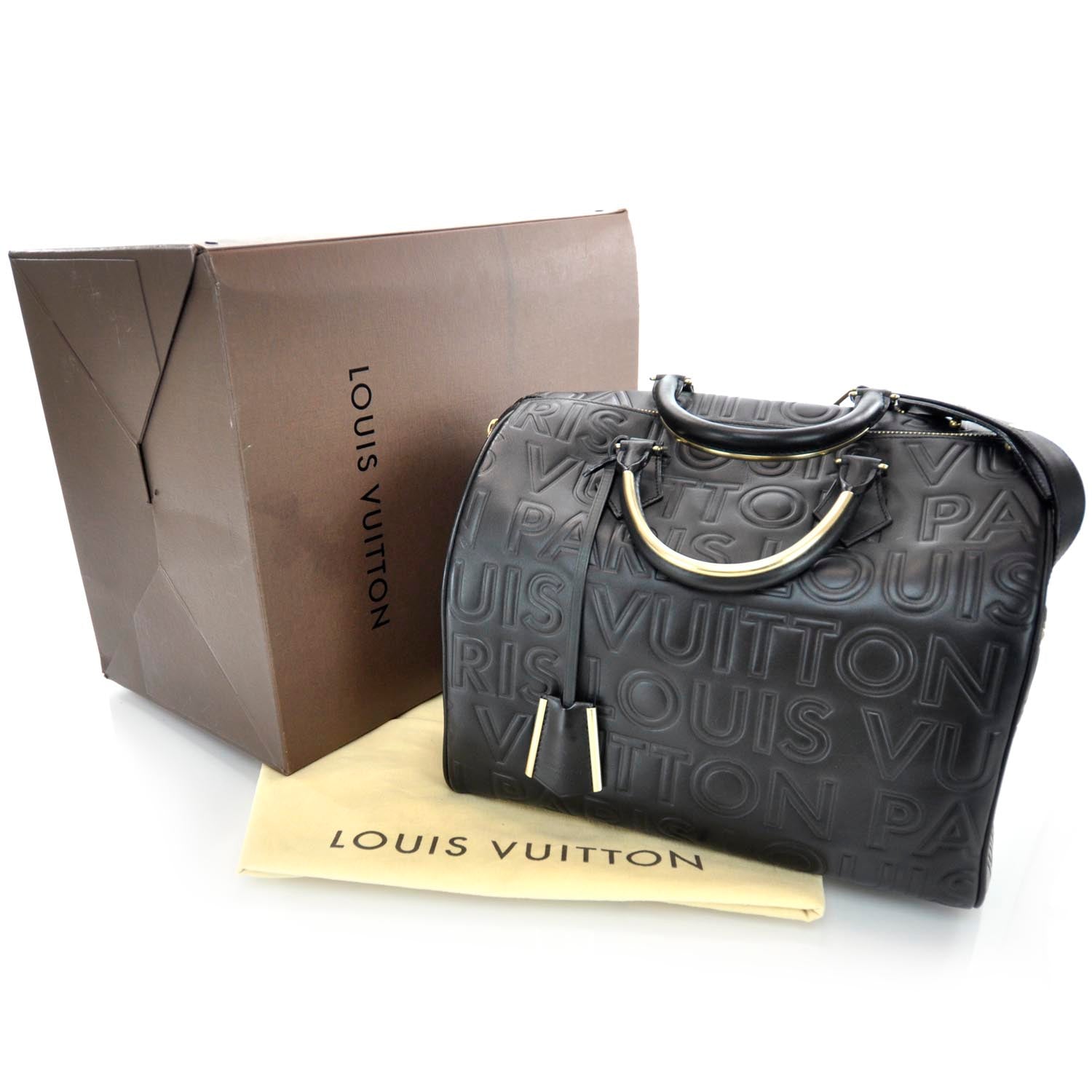 Louis Vuitton Calfskin Embossed Speedy Cube 30 Black 12 of 13